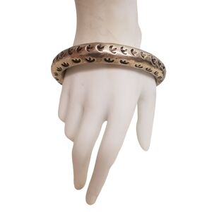 VINTAGE NICKEL SILVER WESTERN STYLE  BRACELET WITH EMBOSSED DESIGNS